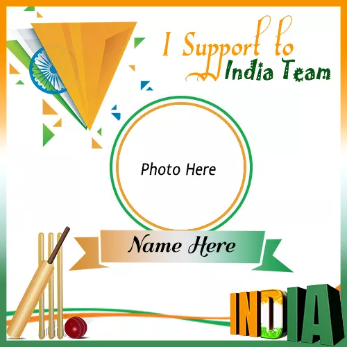 Icc World Cup 2024 Support Team India Photo Frame With Name